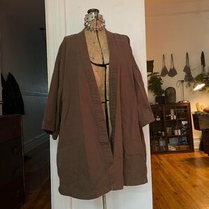 Khaki Unisex Open-Front Jacket